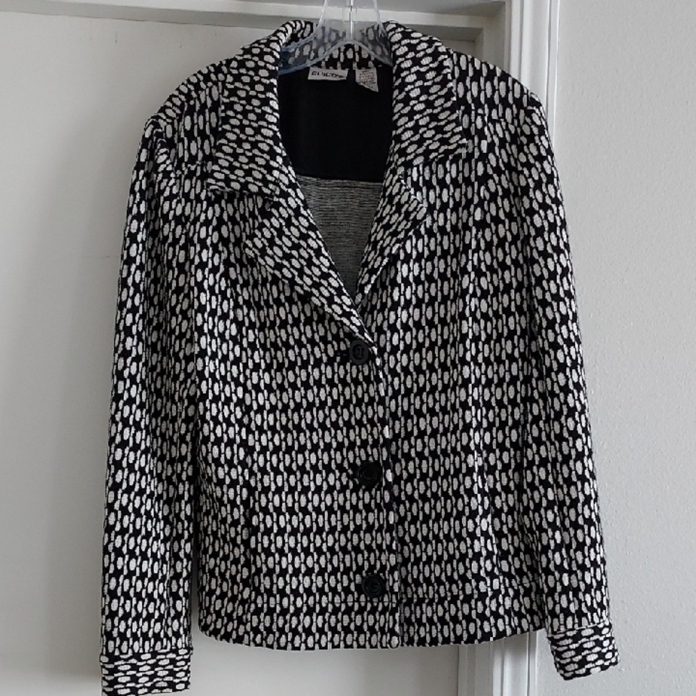 Chico's Black and White Geometric Blazer 16/18